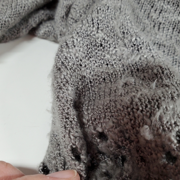 Belldini Gray Crochet Knit Long Sleeve Open Cardigan Sweater - Picture 8 of 14